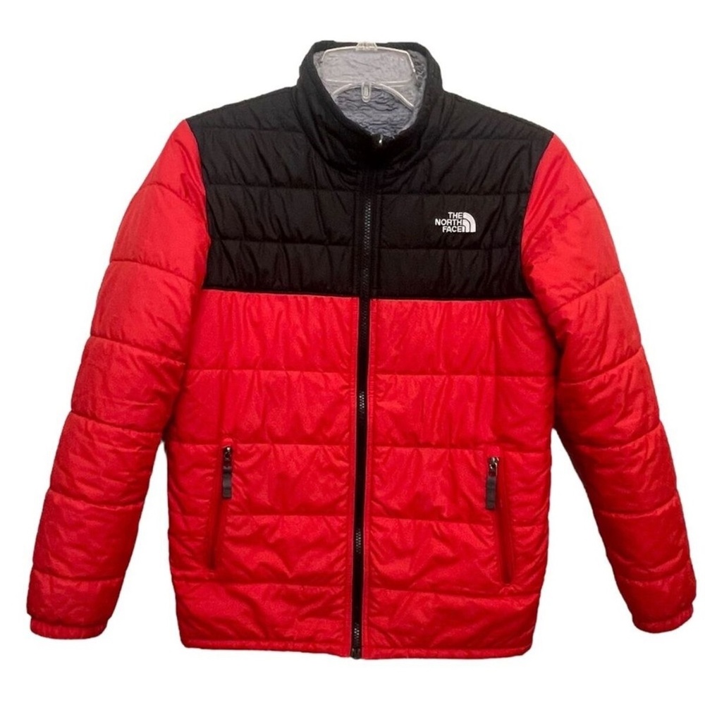 The North Face Boys Black-and-Red Large Reversible Puffer Jacket